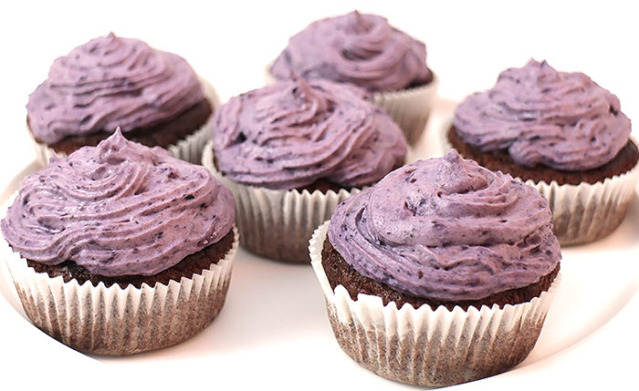 Low Carb Schoko Muffins mit Blaubeer Topping