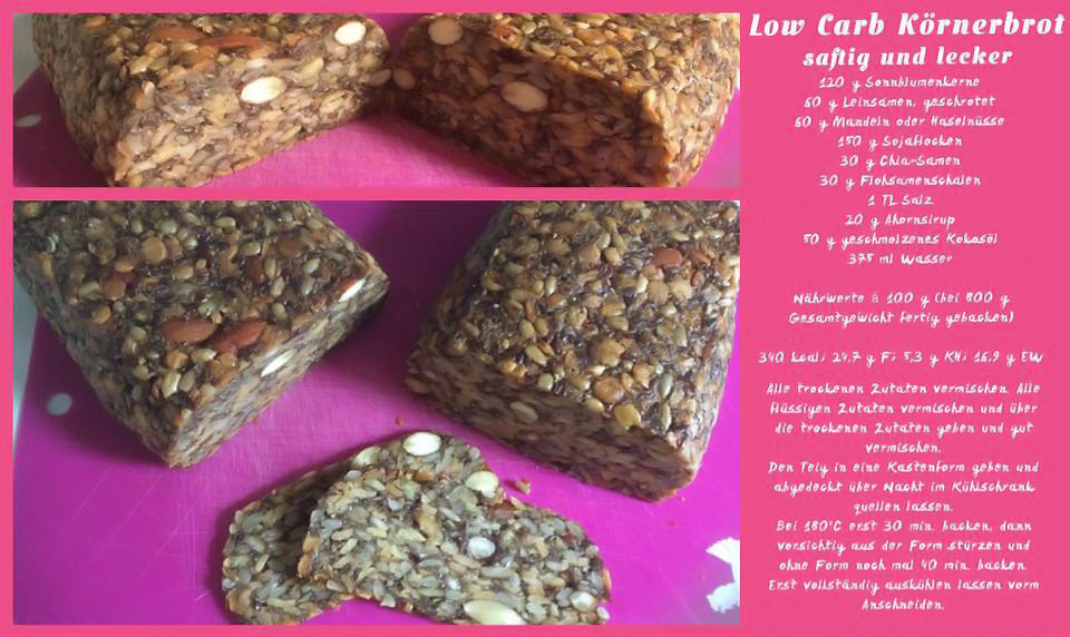 Low Carb Körnerbrot (Low Carb Brot Rezept mit Sojaflocken)